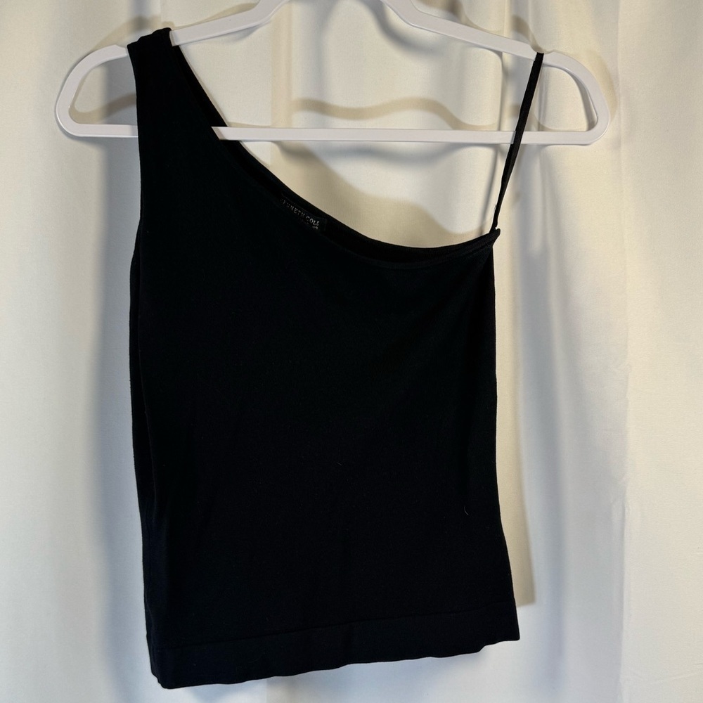 Kenneth Cole Black One-Shoulder Knit Tank Top M